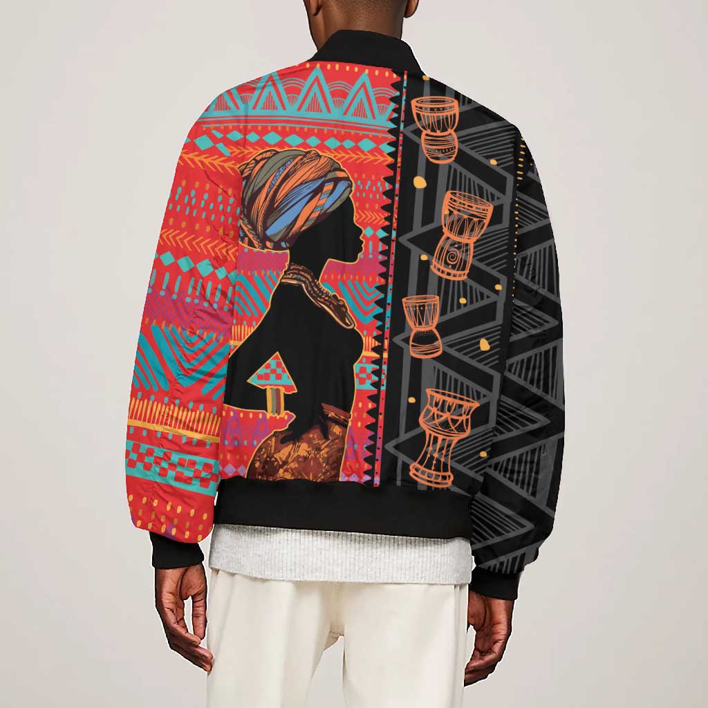 African Women Bomber Jacket Ethnic Pattern