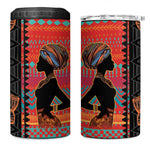 African Women 4 in 1 Can Cooler Tumbler Ethnic Pattern