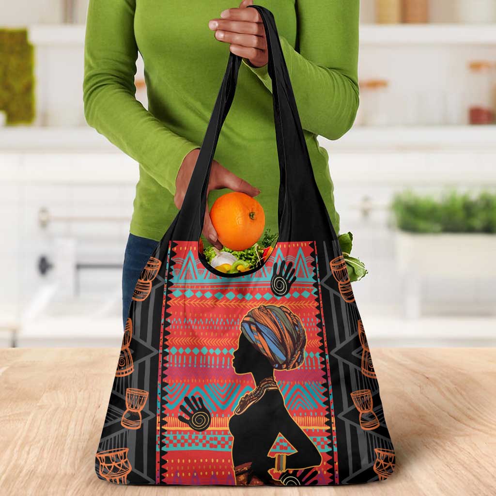 African Women Grocery Bag Ethnic Pattern