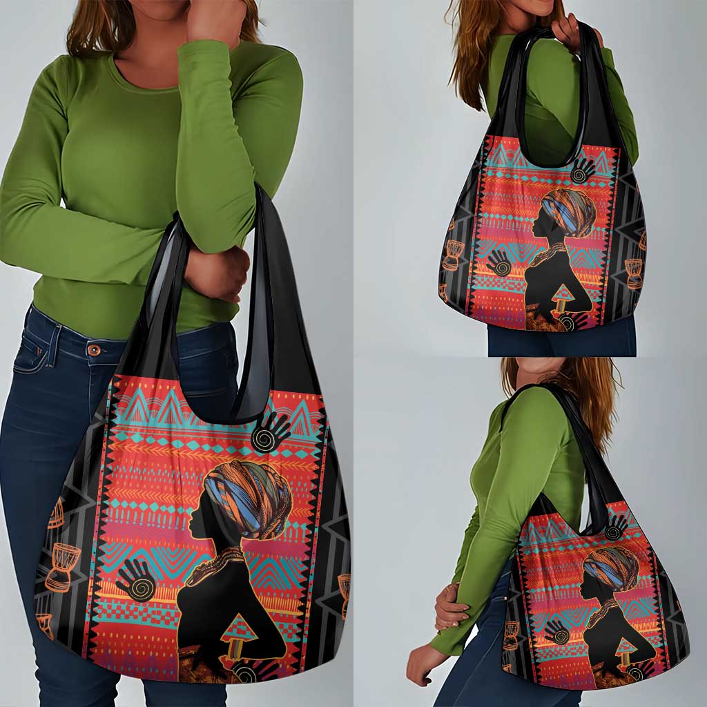 African Women Grocery Bag Ethnic Pattern