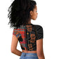 African Women Raglan Cropped T shirt Ethnic Pattern