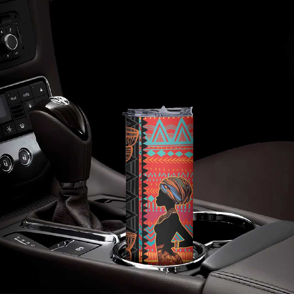 African Women Skinny Tumbler Ethnic Pattern