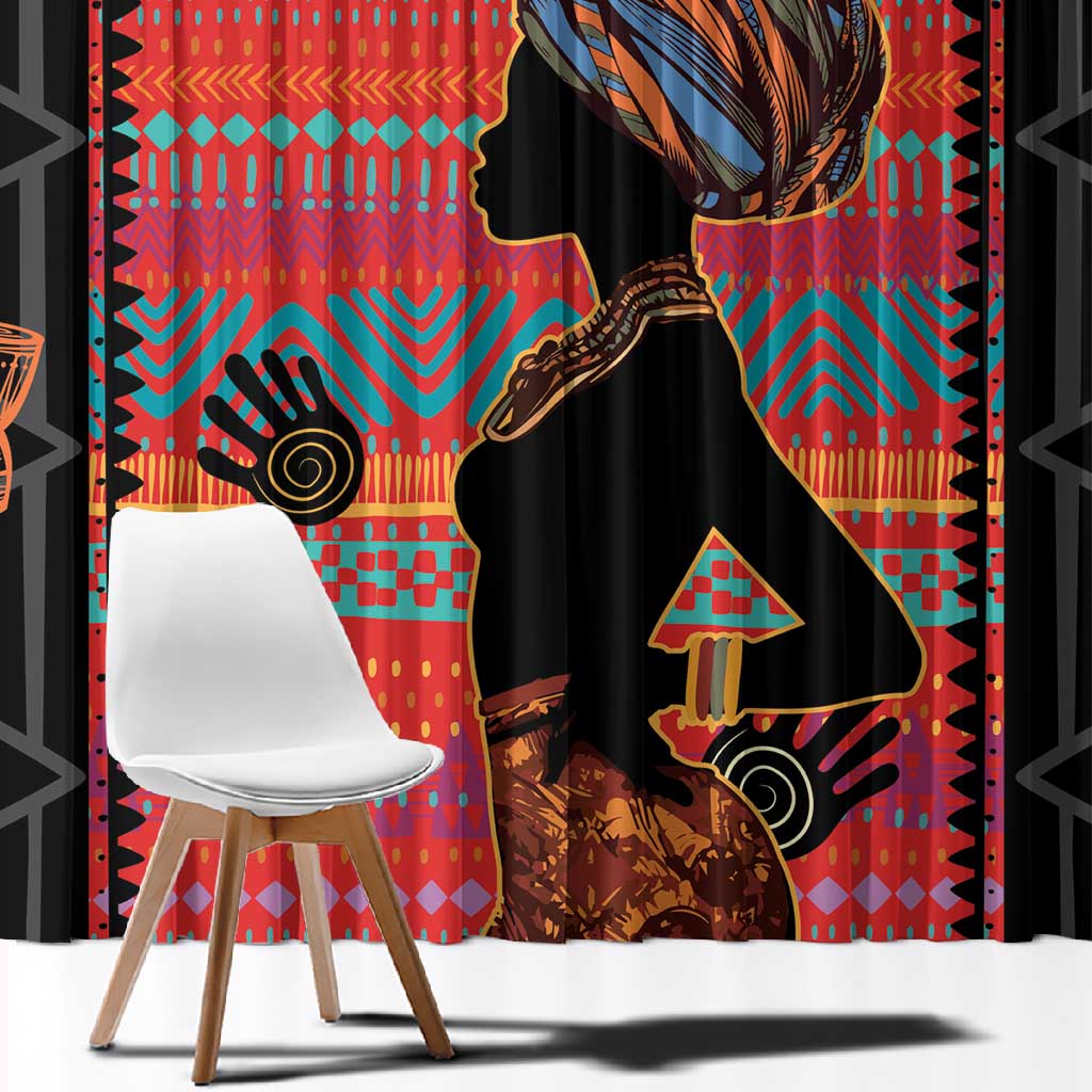 African Women Window Curtain Ethnic Pattern