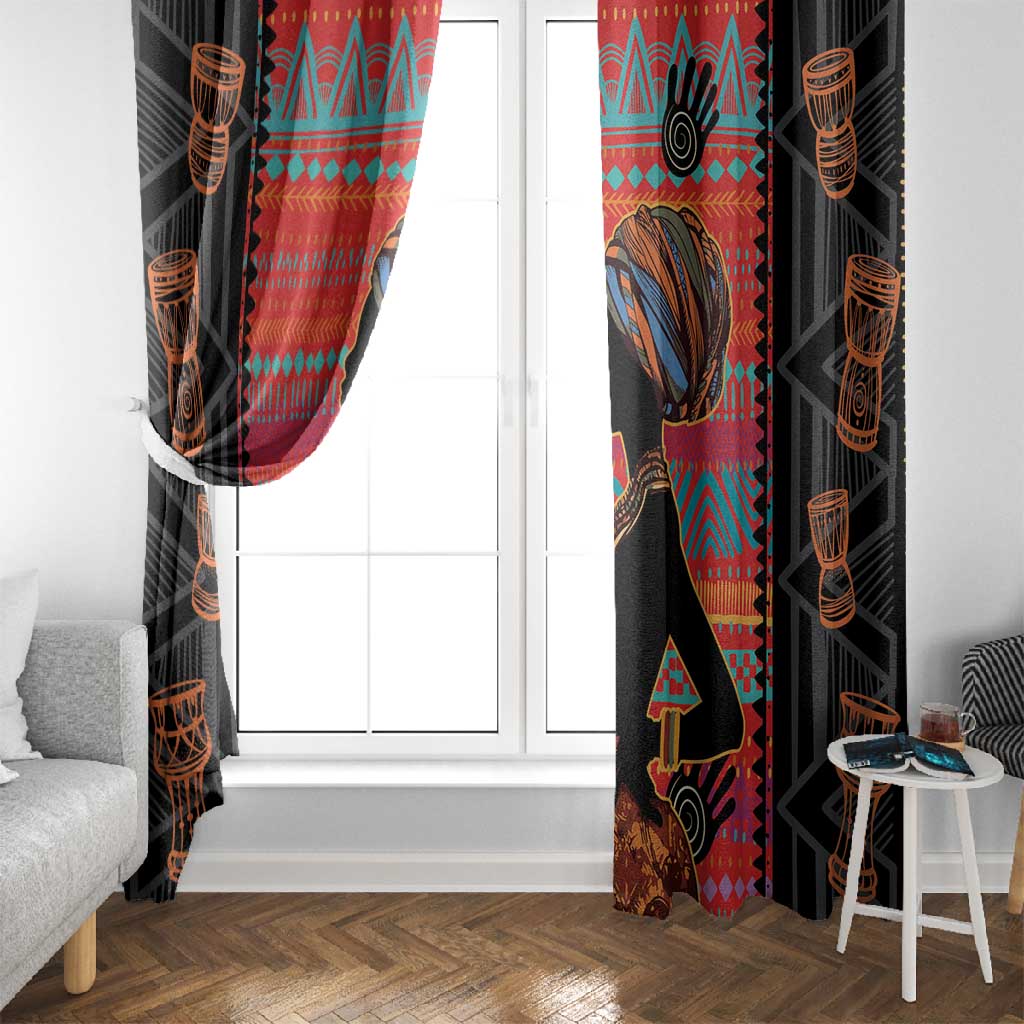 African Women Window Curtain Ethnic Pattern