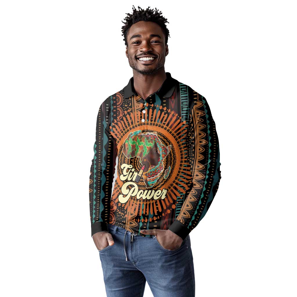 Happy International Women's Day Long Sleeve Polo Shirt Black Girl Power