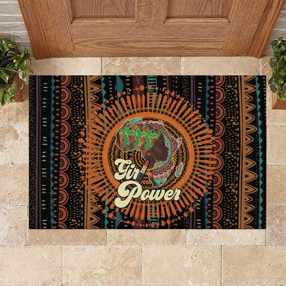 Happy International Women's Day Rubber Doormat Black Girl Power