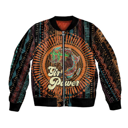 Happy International Women's Day Sleeve Zip Bomber Jacket Black Girl Power