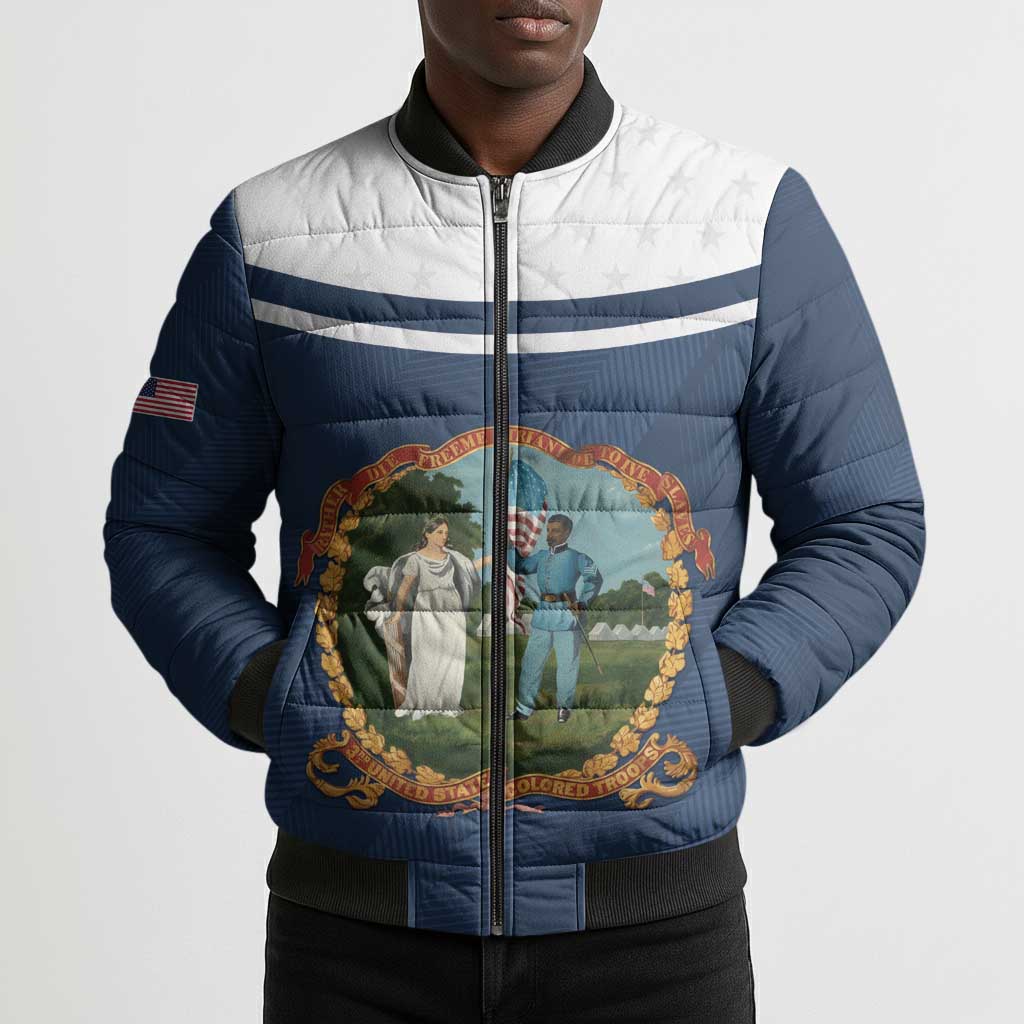 Personalized 3rd United States Colored Troops Bomber Puffer Jacket E Pluribus Unum - African Pride