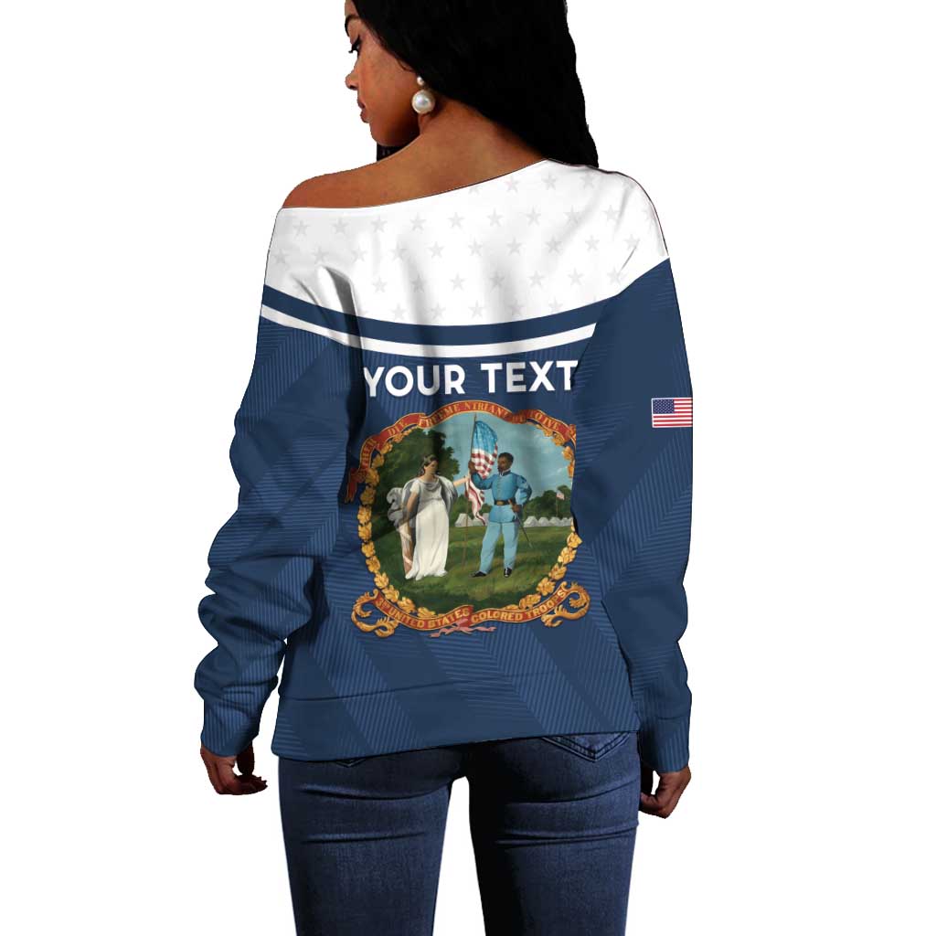 Personalized 3rd United States Colored Troops Off Shoulder Sweater E Pluribus Unum - African Pride