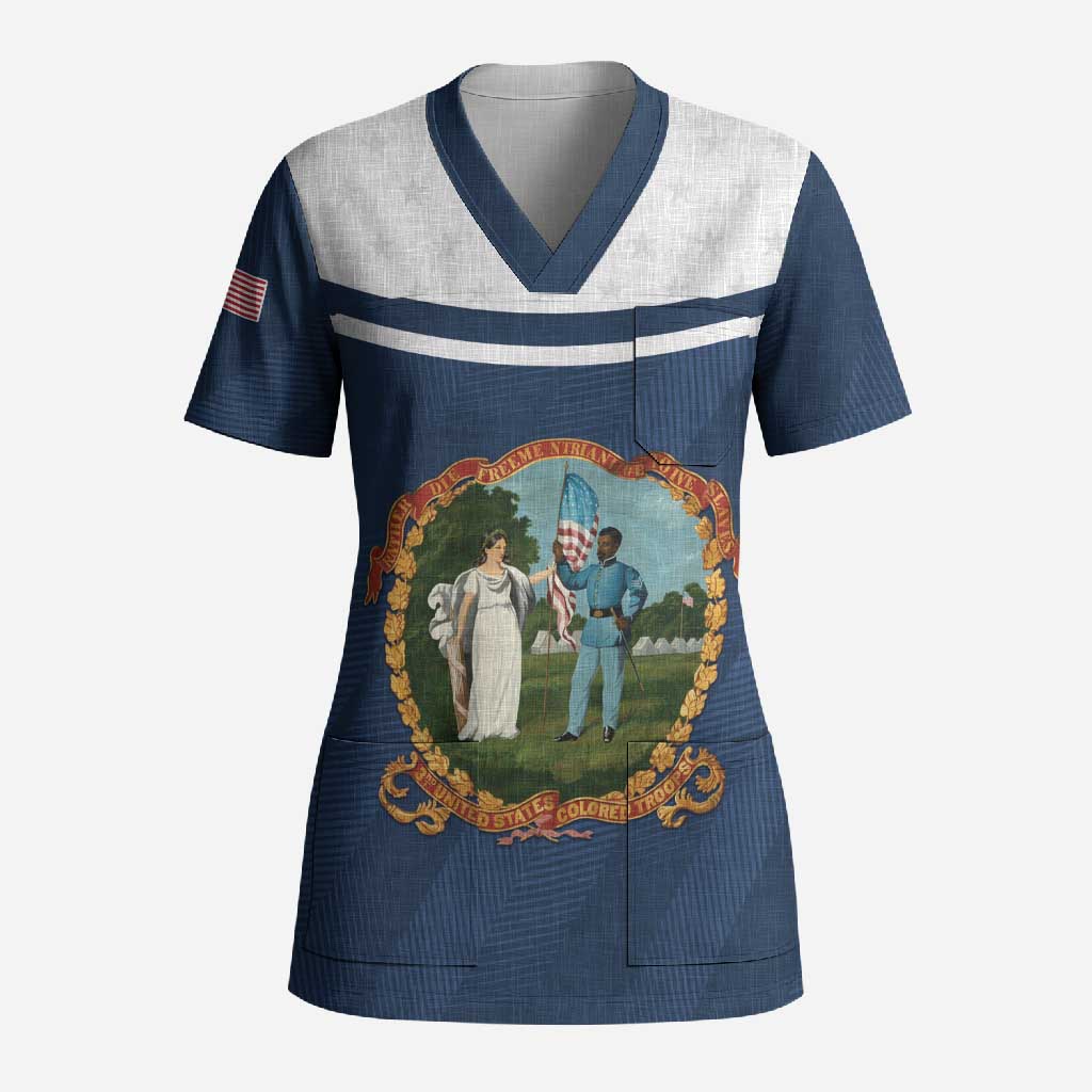 Personalized 3rd United States Colored Troops Scrub Top E Pluribus Unum - African Pride