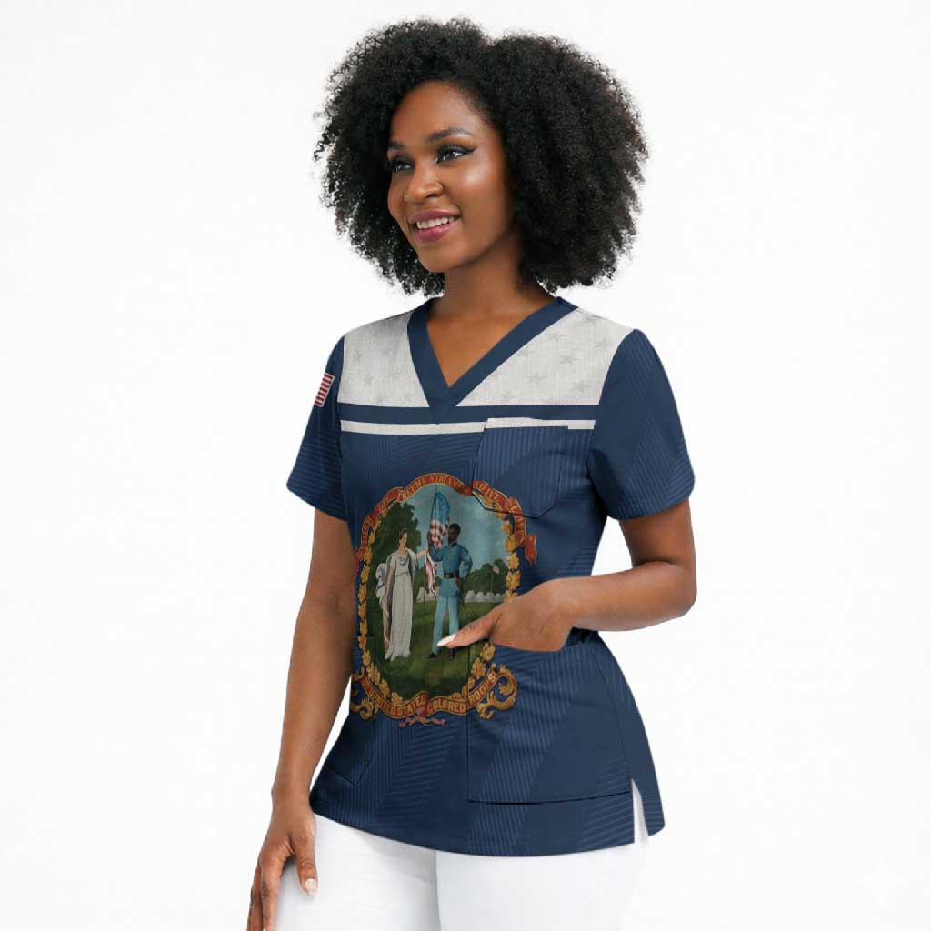 Personalized 3rd United States Colored Troops Scrub Top E Pluribus Unum - African Pride