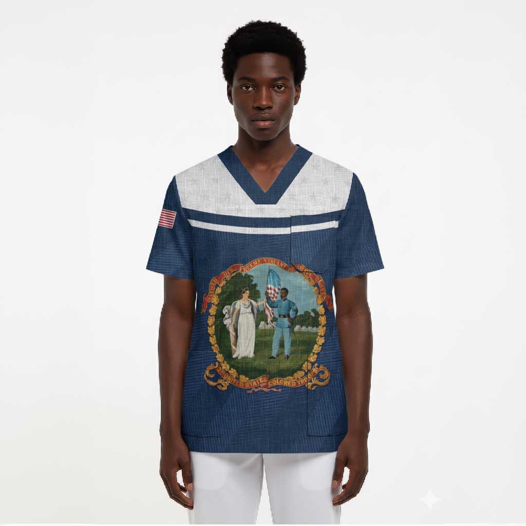 Personalized 3rd United States Colored Troops Scrub Top E Pluribus Unum - African Pride