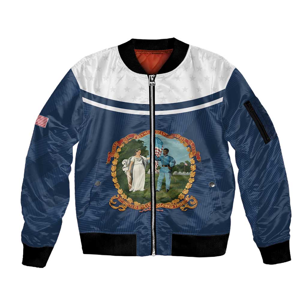 Personalized 3rd United States Colored Troops Sleeve Zip Bomber Jacket E Pluribus Unum - African Pride