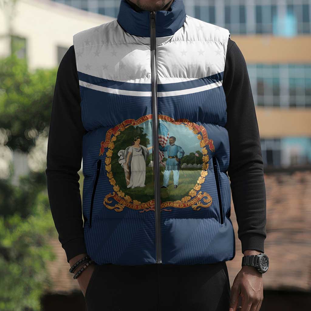 Personalized 3rd United States Colored Troops Sleeveless Puffer Jacket E Pluribus Unum - African Pride