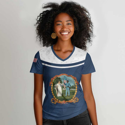 Personalized 3rd United States Colored Troops Women V-Neck T-Shirt E Pluribus Unum - African Pride