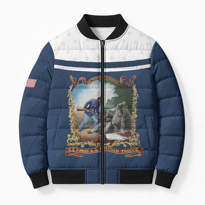 Personalized 22nd United States Colored Troops Bomber Puffer Jacket E Pluribus Unum - African Pride