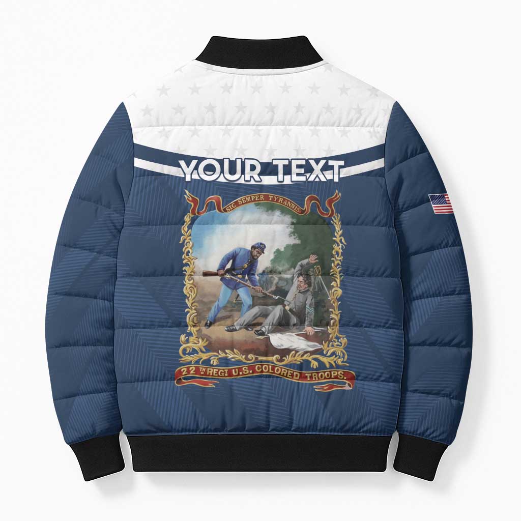 Personalized 22nd United States Colored Troops Bomber Puffer Jacket E Pluribus Unum - African Pride