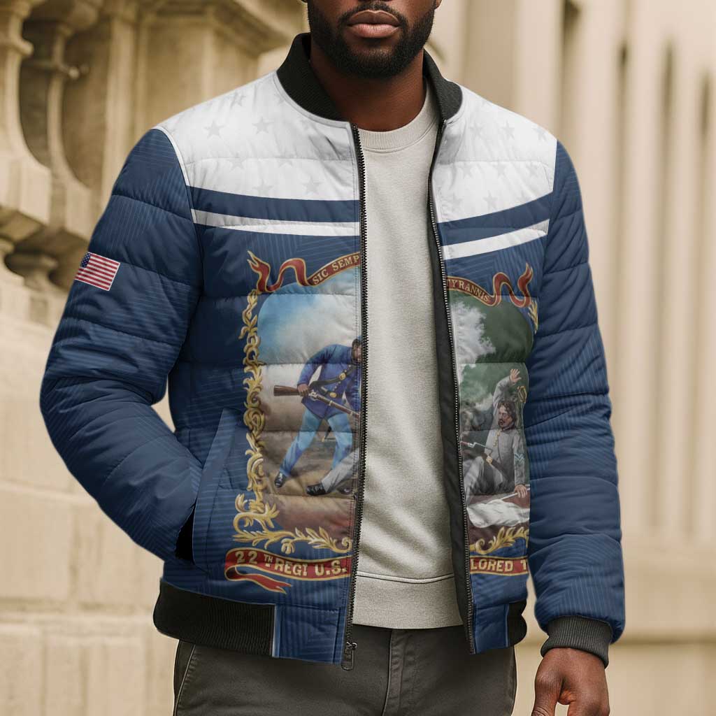 Personalized 22nd United States Colored Troops Bomber Puffer Jacket E Pluribus Unum - African Pride