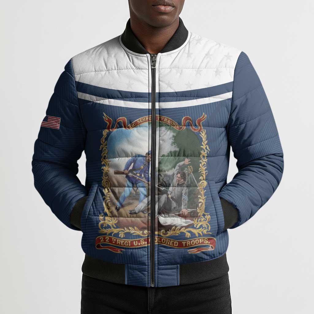 Personalized 22nd United States Colored Troops Bomber Puffer Jacket E Pluribus Unum - African Pride