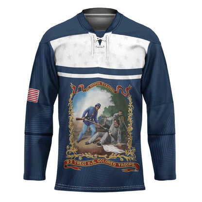 Personalized 22nd United States Colored Troops Hockey Jersey E Pluribus Unum - African Pride