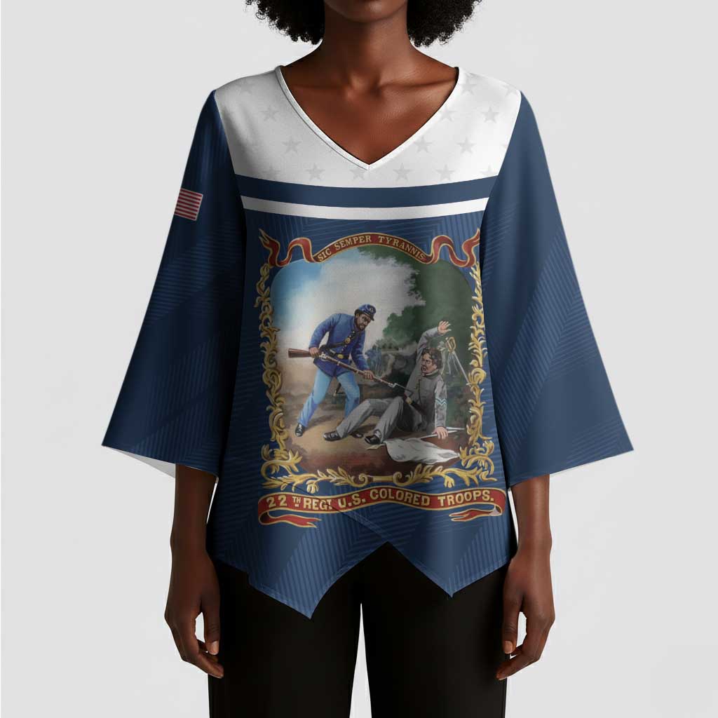 Personalized 22nd United States Colored Troops Kimono Sleeve Blouse E Pluribus Unum - African Pride
