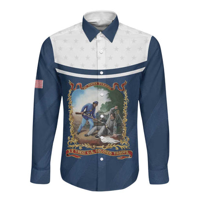 Personalized 22nd United States Colored Troops Long Sleeve Button Shirt E Pluribus Unum - African Pride