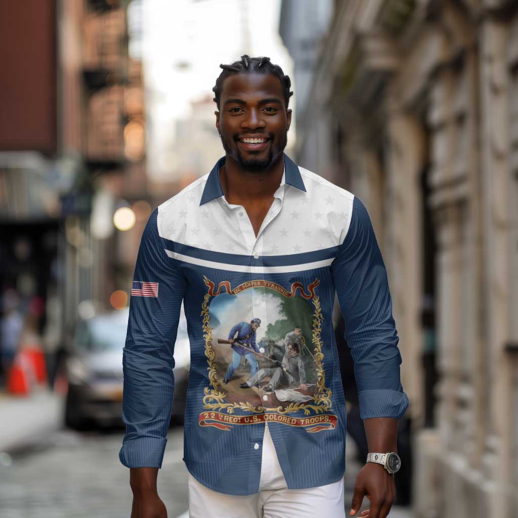 Personalized 22nd United States Colored Troops Long Sleeve Button Shirt E Pluribus Unum - African Pride