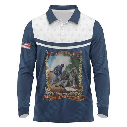 Personalized 22nd United States Colored Troops Long Sleeve Polo Shirt E Pluribus Unum - African Pride