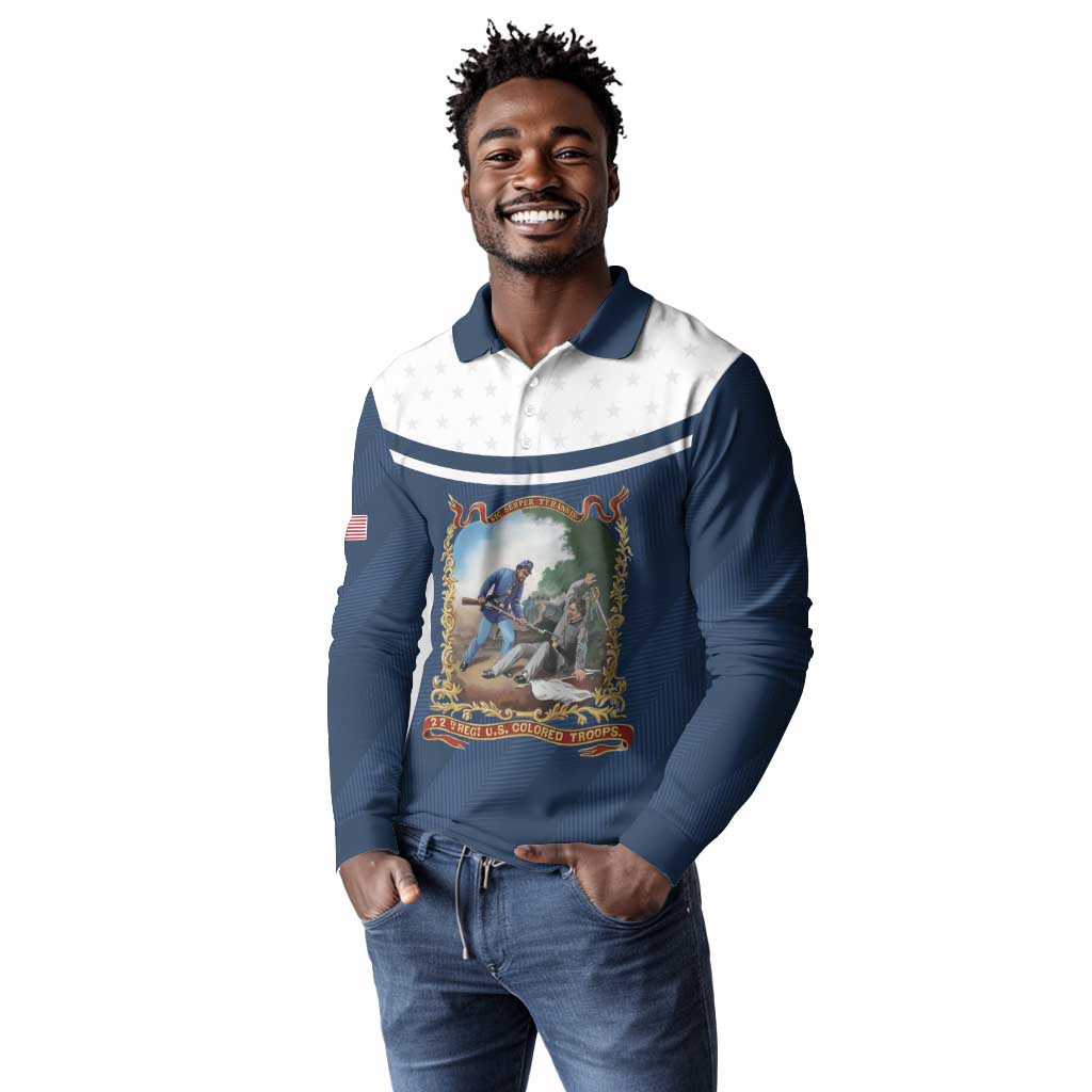 Personalized 22nd United States Colored Troops Long Sleeve Polo Shirt E Pluribus Unum - African Pride