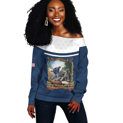 Personalized 22nd United States Colored Troops Off Shoulder Sweater E Pluribus Unum - African Pride
