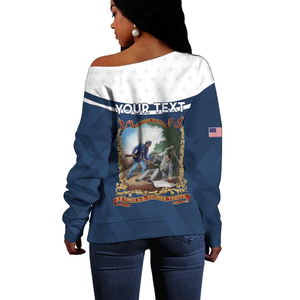 Personalized 22nd United States Colored Troops Off Shoulder Sweater E Pluribus Unum - African Pride