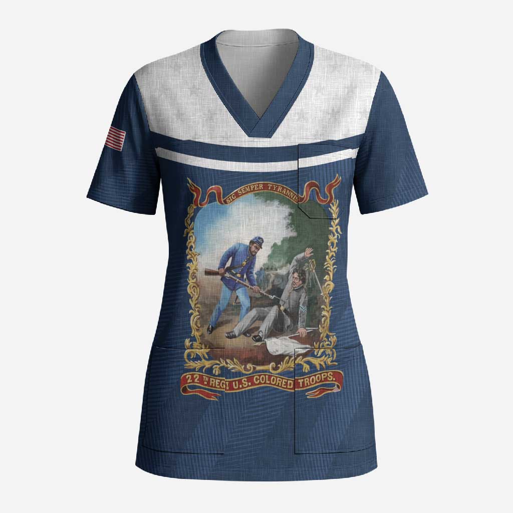 Personalized 22nd United States Colored Troops Scrub Top E Pluribus Unum - African Pride