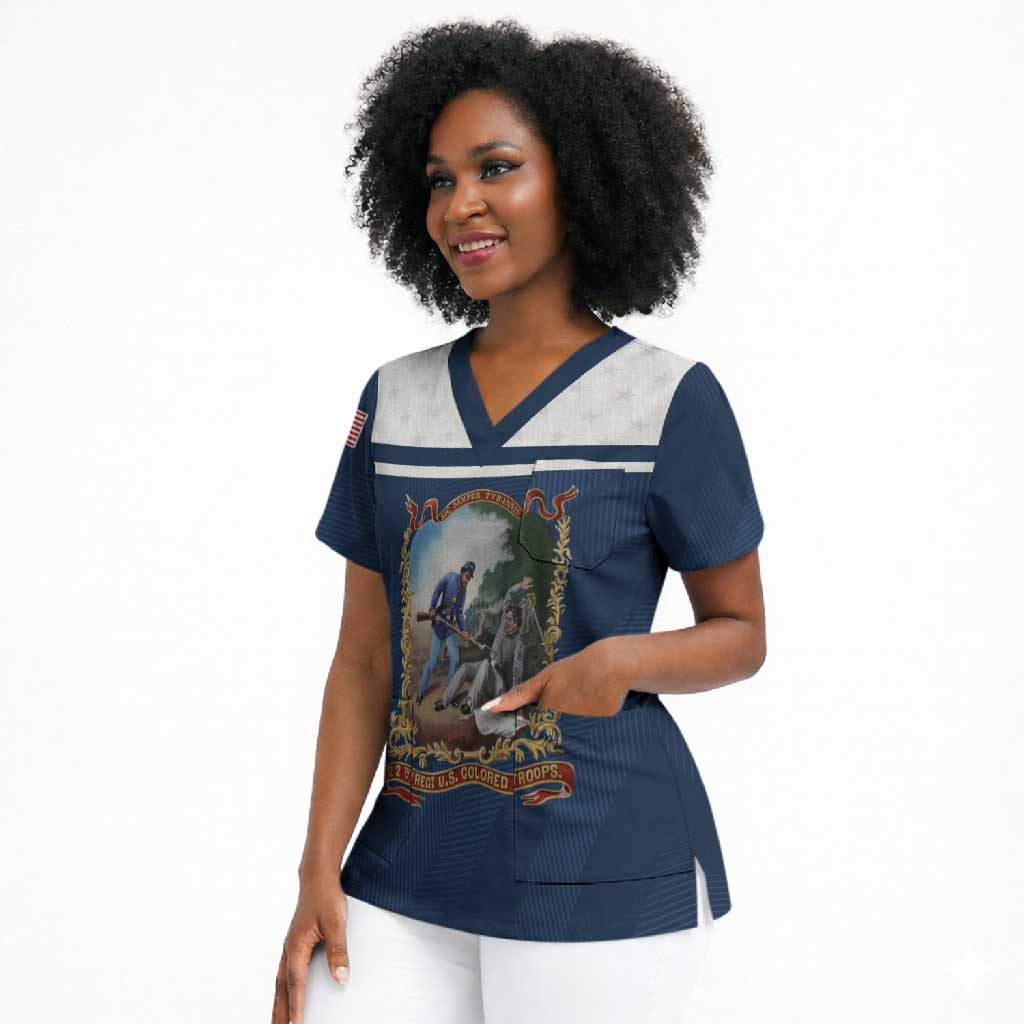 Personalized 22nd United States Colored Troops Scrub Top E Pluribus Unum - African Pride