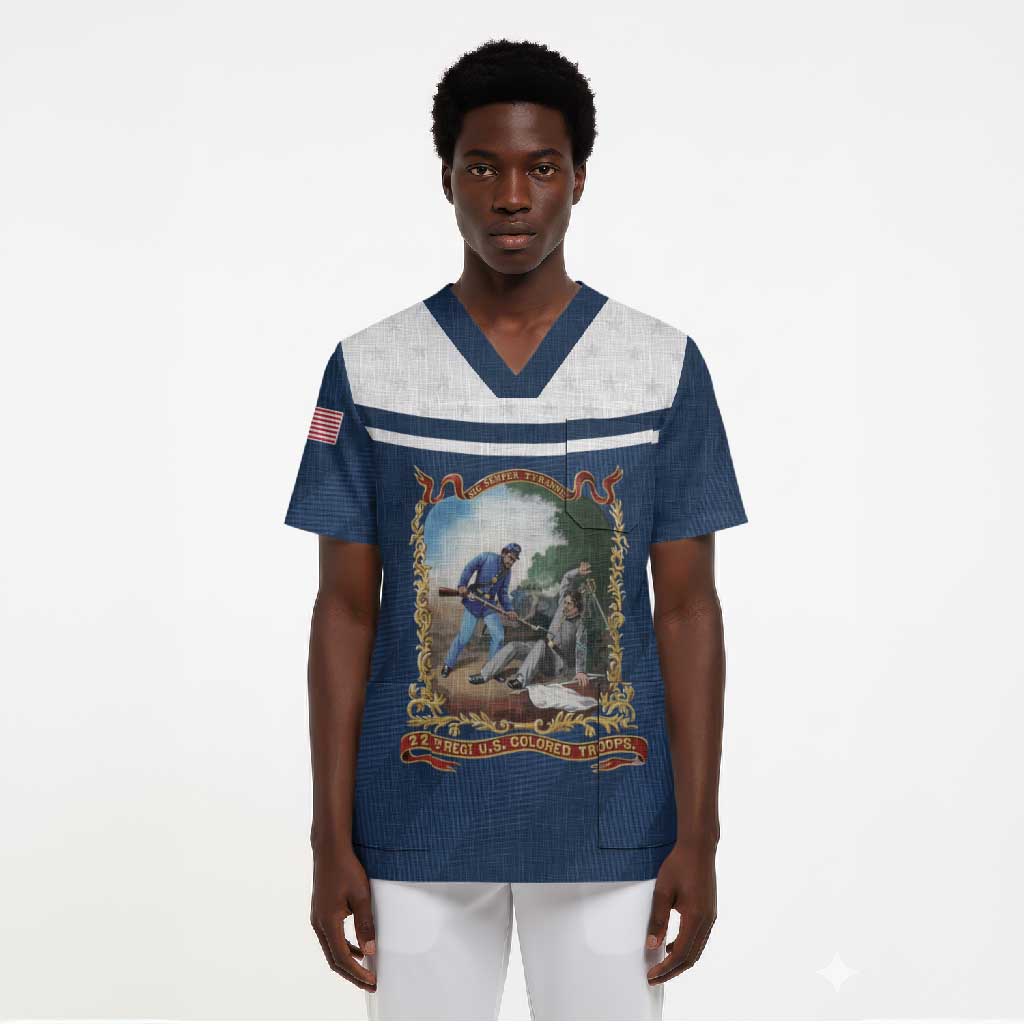 Personalized 22nd United States Colored Troops Scrub Top E Pluribus Unum - African Pride