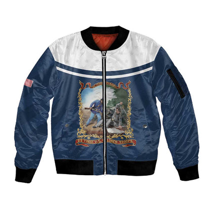 Personalized 22nd United States Colored Troops Sleeve Zip Bomber Jacket E Pluribus Unum - African Pride