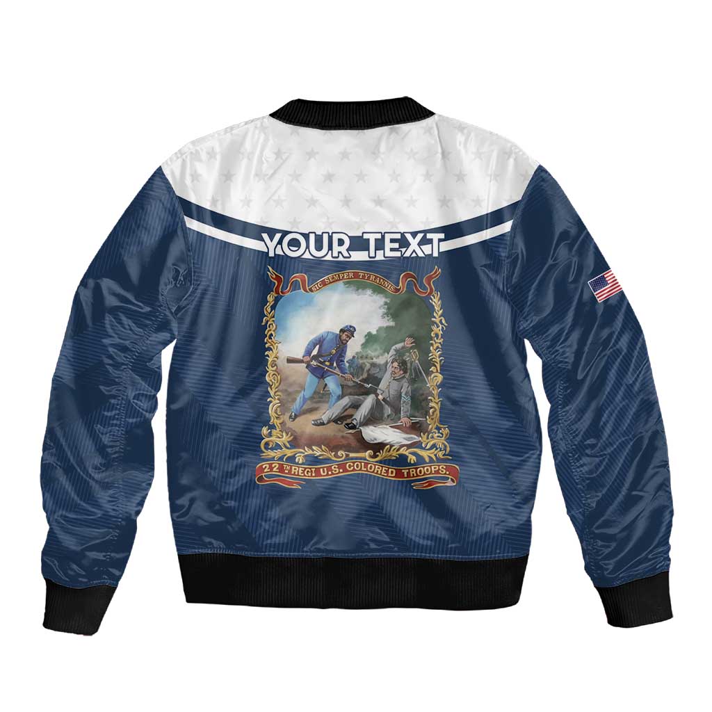 Personalized 22nd United States Colored Troops Sleeve Zip Bomber Jacket E Pluribus Unum - African Pride