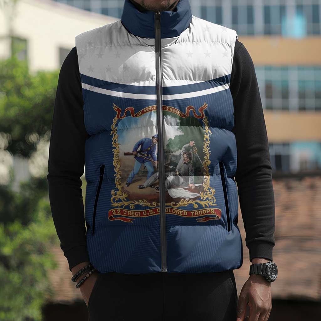 Personalized 22nd United States Colored Troops Sleeveless Puffer Jacket E Pluribus Unum - African Pride