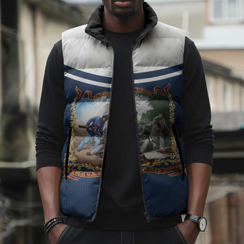 Personalized 22nd United States Colored Troops Sleeveless Puffer Jacket E Pluribus Unum - African Pride