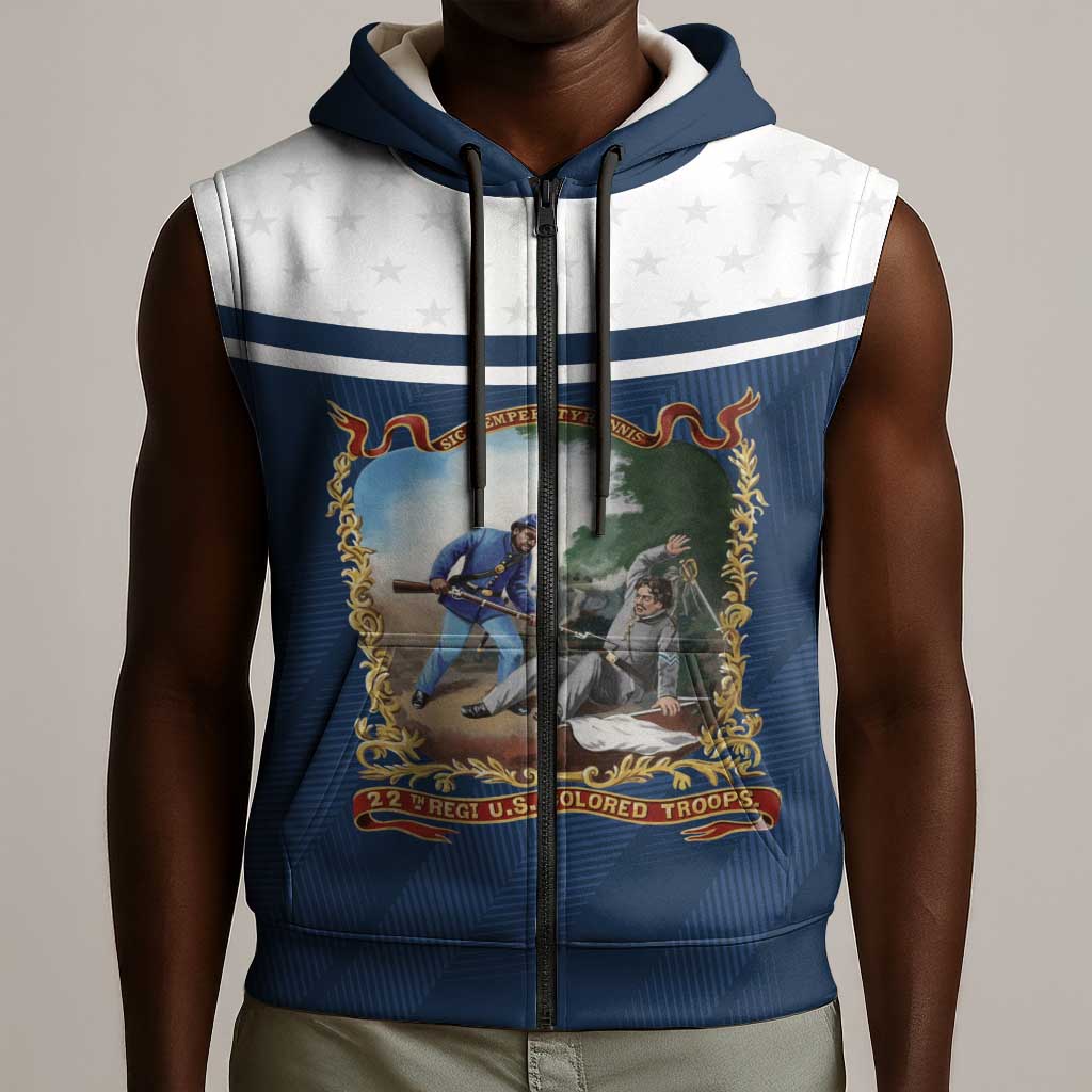 Personalized 22nd United States Colored Troops Sleeveless Zip Hoodie E Pluribus Unum - African Pride
