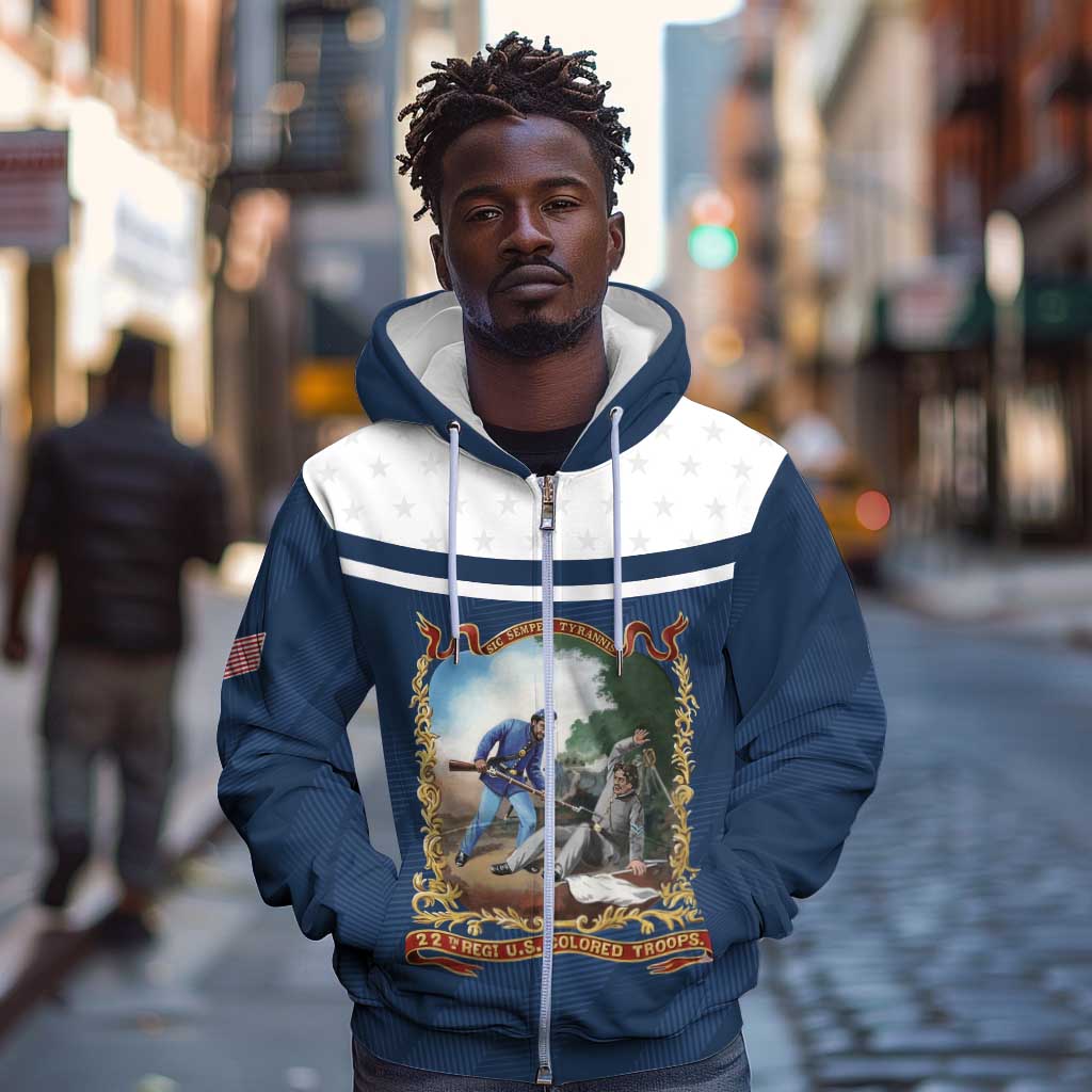 Personalized 22nd United States Colored Troops Zip Hoodie E Pluribus Unum - African Pride