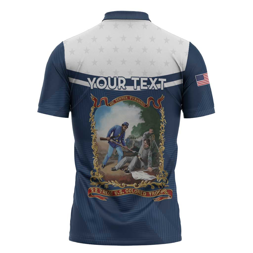 Personalized 22nd United States Colored Troops Zipper Polo Shirt E Pluribus Unum - African Pride