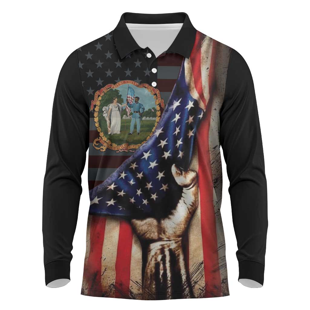 3rd United States Colored Troops Long Sleeve Polo Shirt Flag of Freedom - African Pride