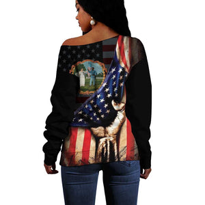 3rd United States Colored Troops Off Shoulder Sweater Flag of Freedom - African Pride