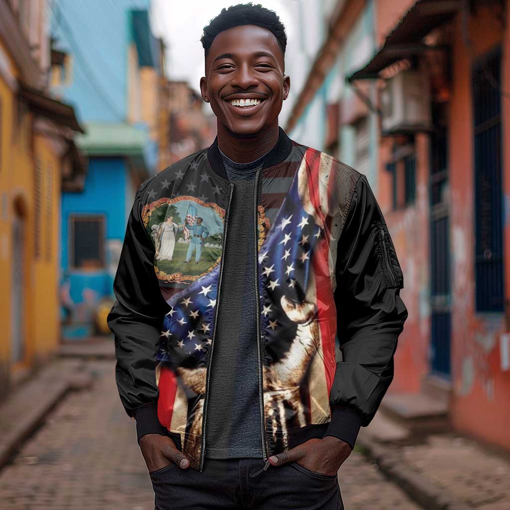 3rd United States Colored Troops Sleeve Zip Bomber Jacket Flag of Freedom - African Pride