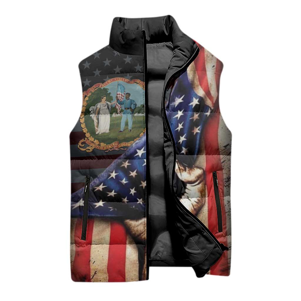 3rd United States Colored Troops Sleeveless Puffer Jacket Flag of Freedom - African Pride