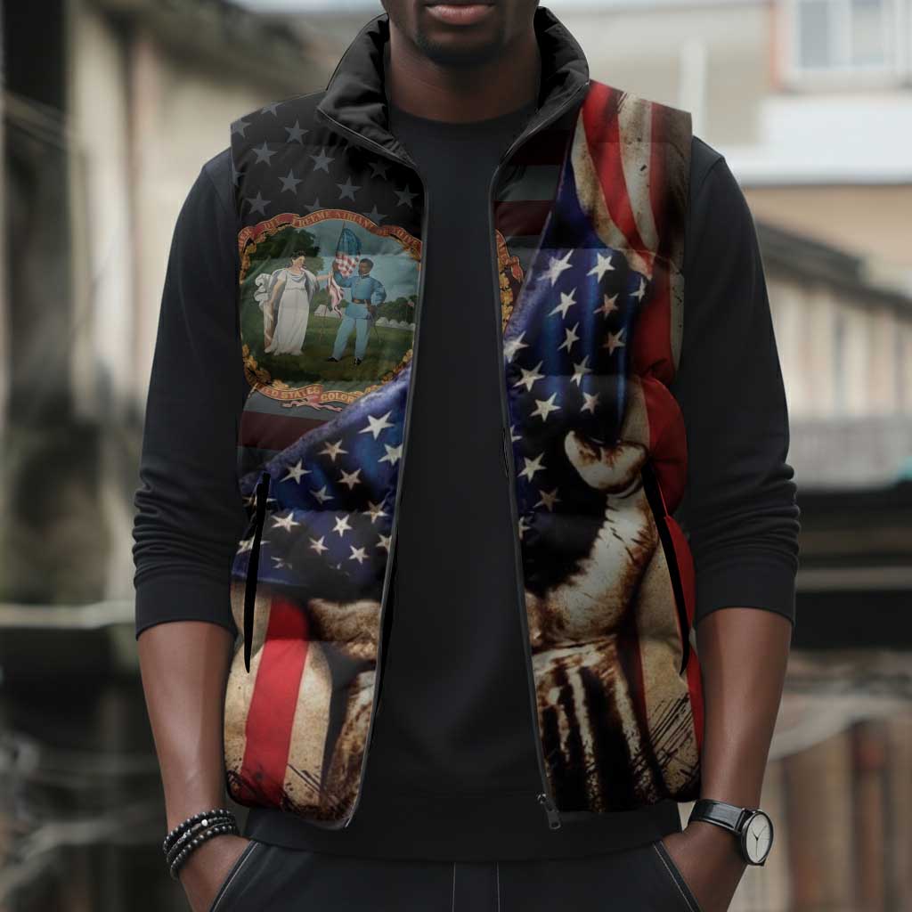 3rd United States Colored Troops Sleeveless Puffer Jacket Flag of Freedom - African Pride