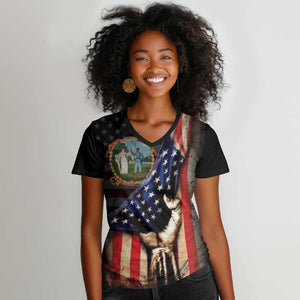 3rd United States Colored Troops Women V-Neck T-Shirt Flag of Freedom - African Pride