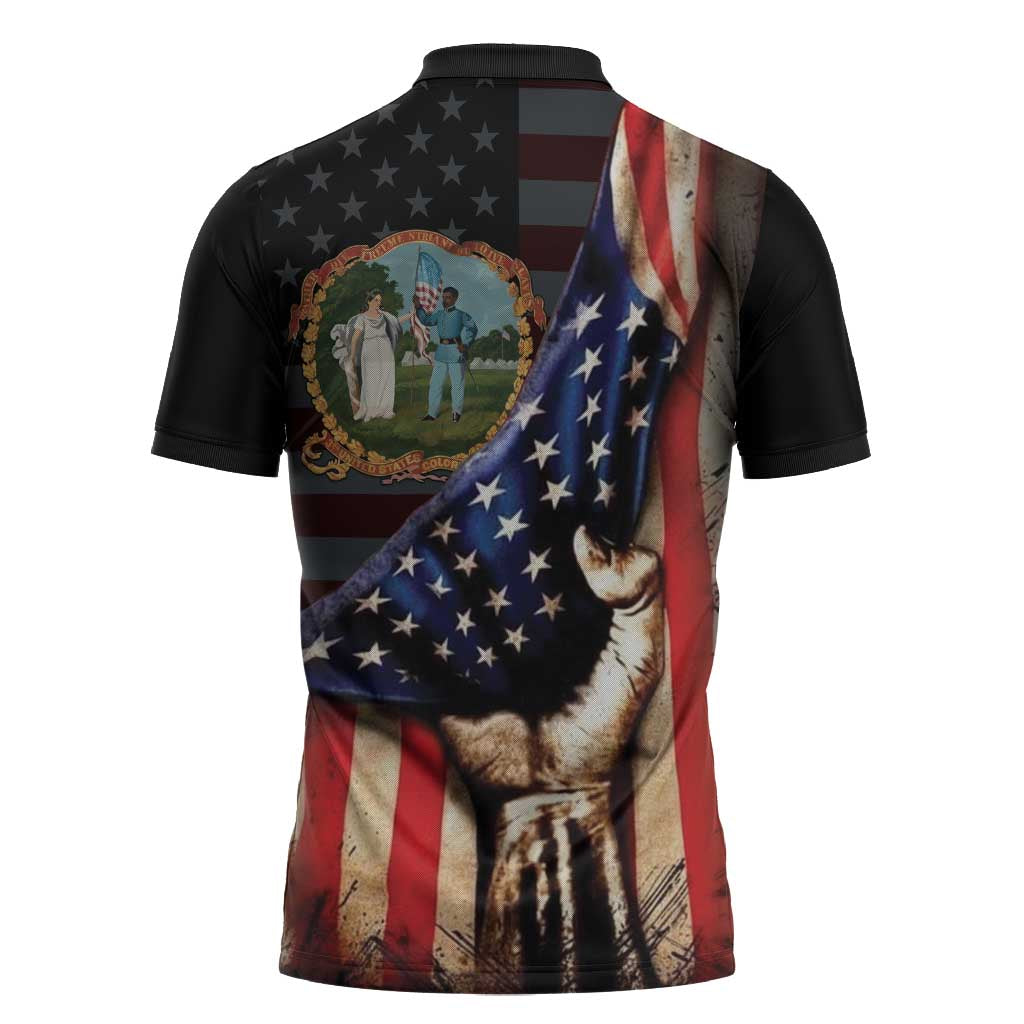 3rd United States Colored Troops Zipper Polo Shirt Flag of Freedom - African Pride