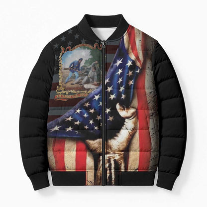 22nd United States Colored Troops Bomber Puffer Jacket Flag of Freedom - African Pride