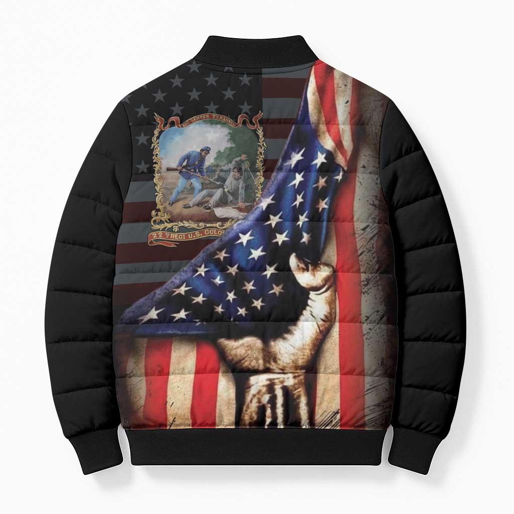 22nd United States Colored Troops Bomber Puffer Jacket Flag of Freedom - African Pride